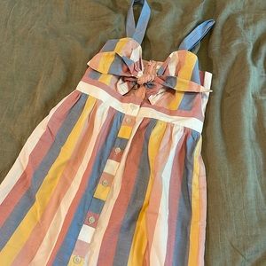 Madewell Tie-Front Cutout Dress in Sherbet Stripe Size 6